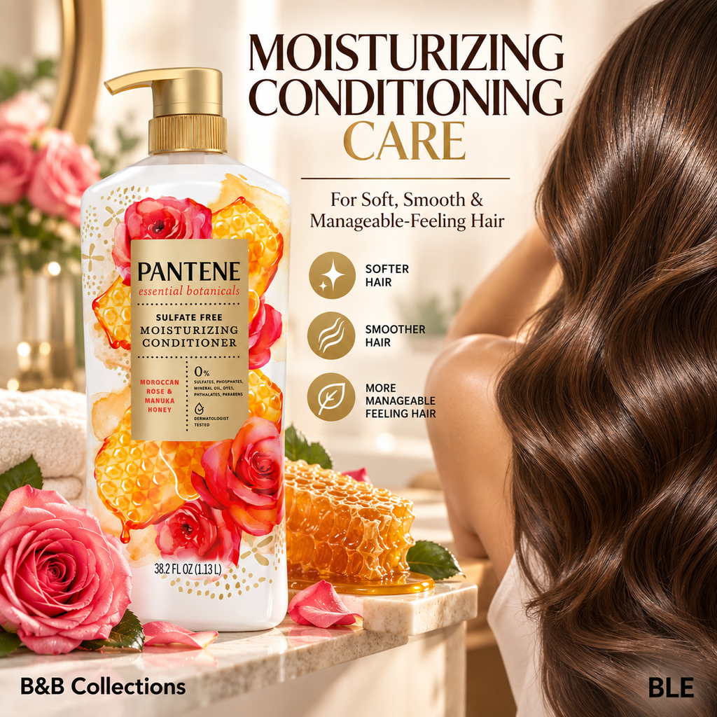 Pantene Essential Botanicals Moisturizing Conditioner with Moroccan Rose & Manuka Honey, Sulfate Free, 38.2 fl oz