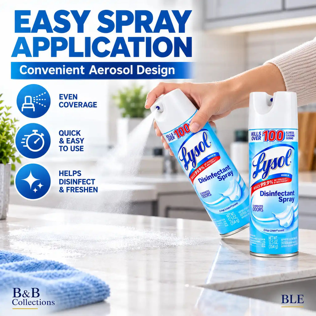 Lysol Disinfectant Spray, Crisp Linen Scent, Kills 99.9% of Viruses & Bacteria, Eliminates Odors, 12.5 oz Cans (Pack of 2)