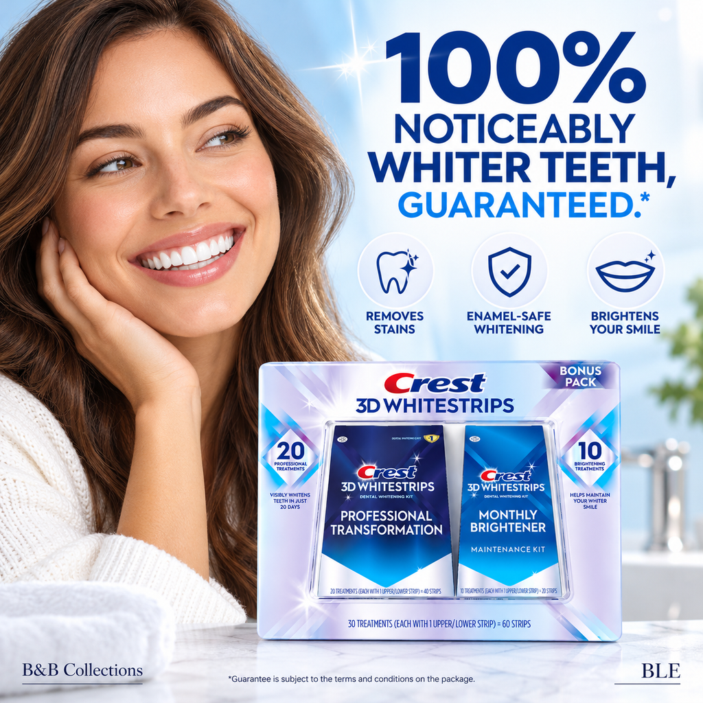 Crest 3D Whitestrips Professional Transformation Teeth Whitening Kit, 20 Treatments + 10 Monthly Brightener Treatments