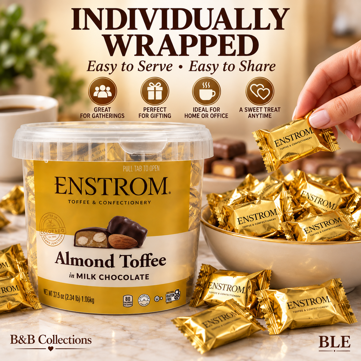Enstrom Almond Toffee Petites in Milk Chocolate, Individually Wrapped, 37.5 oz