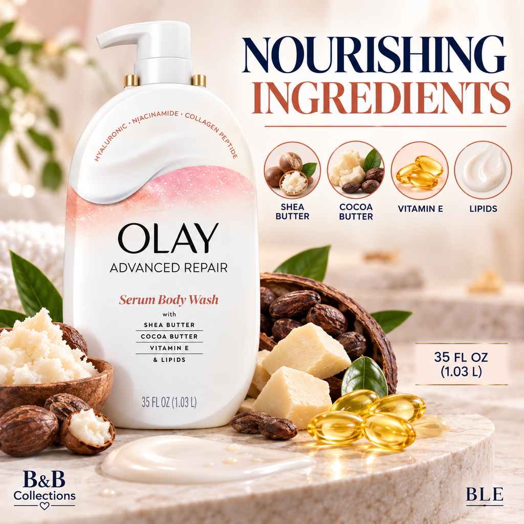 Olay Advanced Repair Serum Body Wash with Shea Butter, Cocoa Butter, Vitamin E & Lipids, 35 fl oz