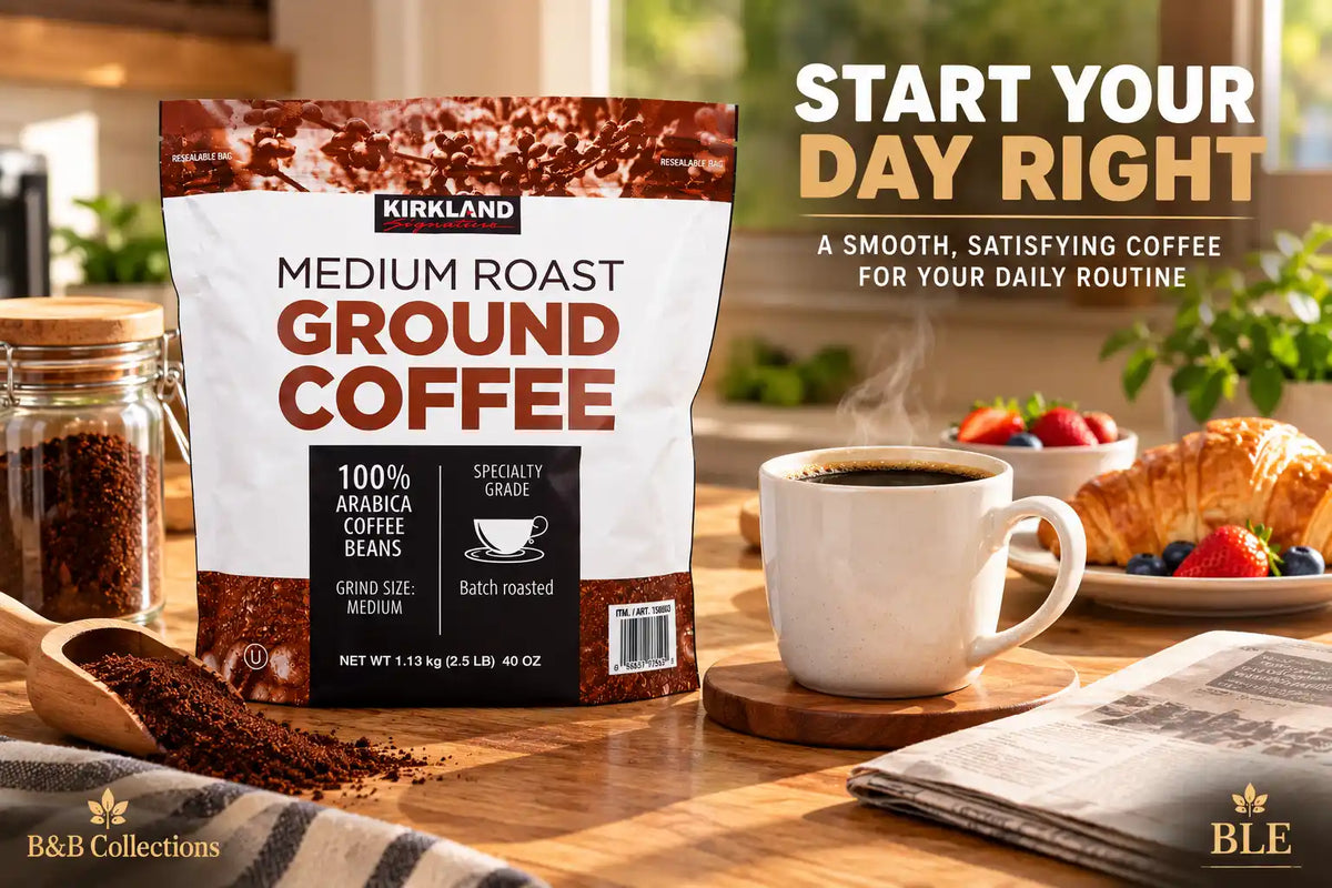 Kirkland Signature Medium Roast Ground Coffee, 100% Arabica Beans, Specialty Grade, Medium Grind, Batch Roasted, 40 oz (2.5 lb), Resealable Bag