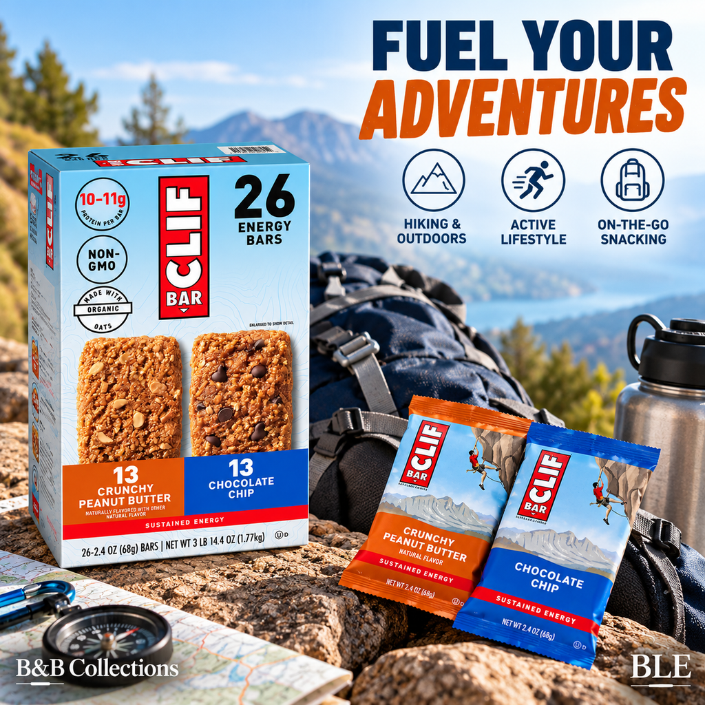 CLIF BAR Energy Bar Variety Pack, Crunchy Peanut Butter & Chocolate Chip, 2.4 oz Each, 26 Count