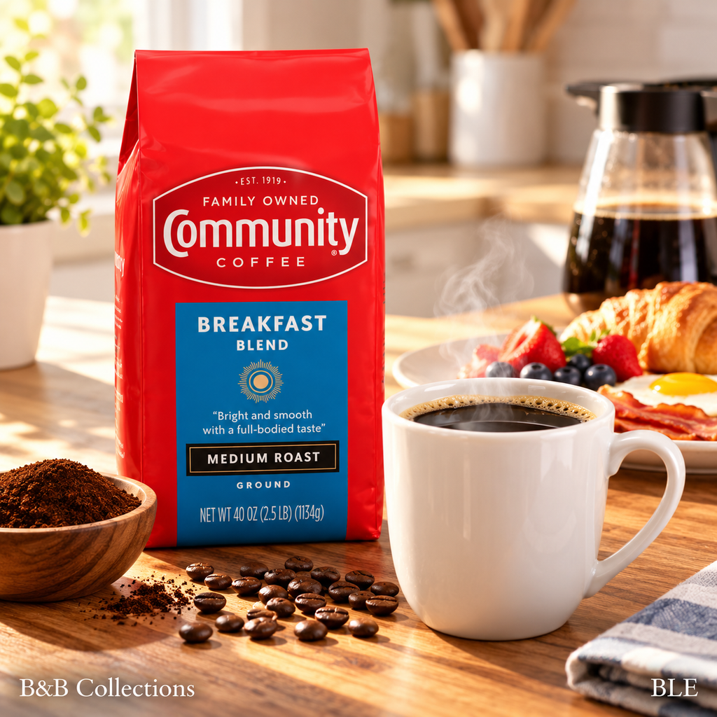 Community Coffee Breakfast Blend Medium Roast Ground Coffee, 40 oz (2.5 lb), Bright & Smooth, Full-Bodied Flavor