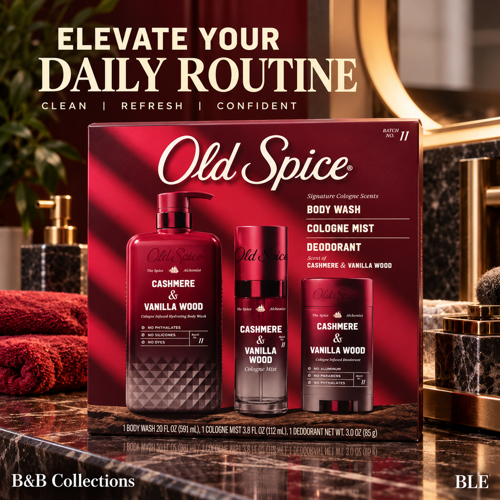 Old Spice The Spice Alchemist Cashmere & Vanilla Wood 3-Piece Gift Set, Body Wash 20 fl oz, Cologne Mist 3.8 fl oz & Deodorant 3 oz