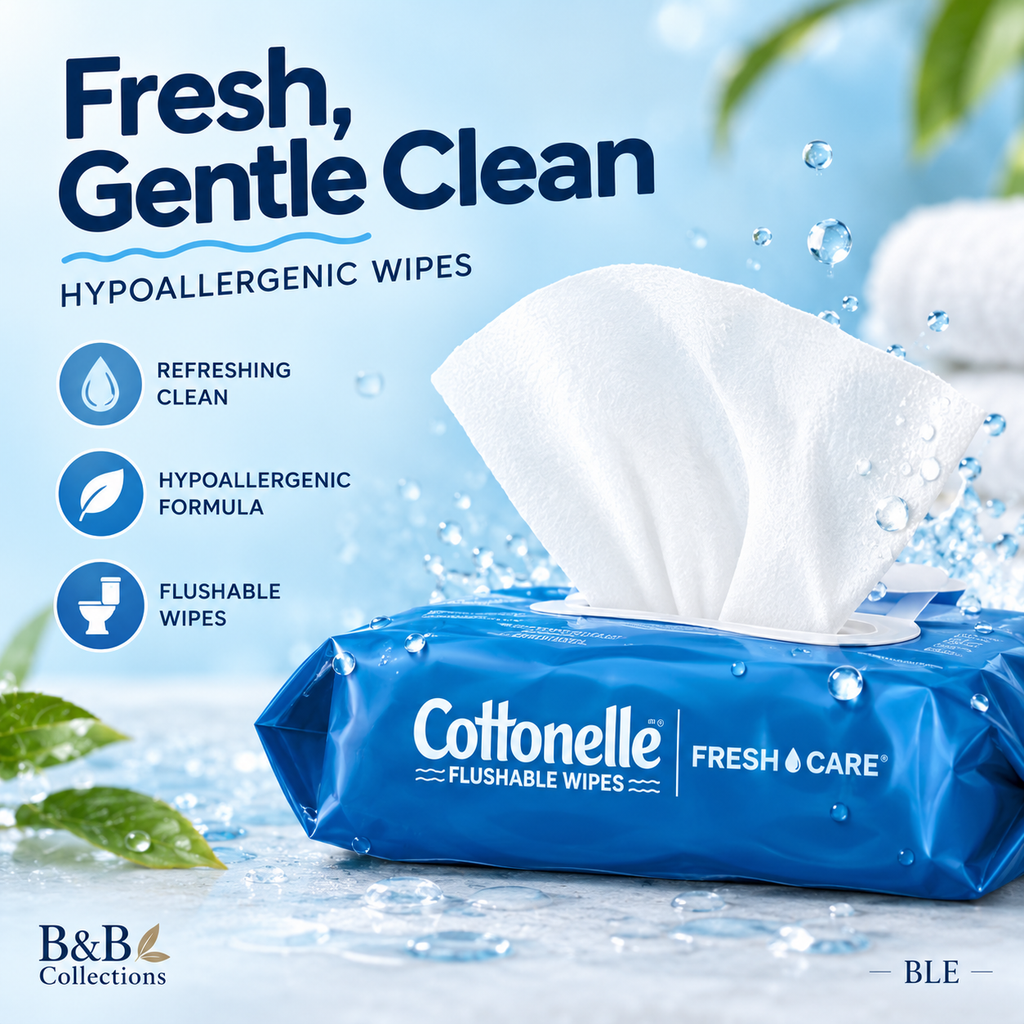 Cottonelle Fresh Care Flushable Wipes, 560 Total Wipes, 10 Packs of 56, Hypoallergenic Moist Cleansing Wipes