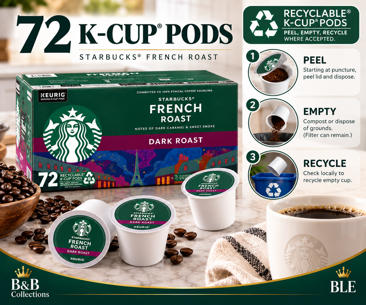 Starbucks French Roast Dark Roast Coffee K-Cup Pods, Keurig Compatible, 72 Count
