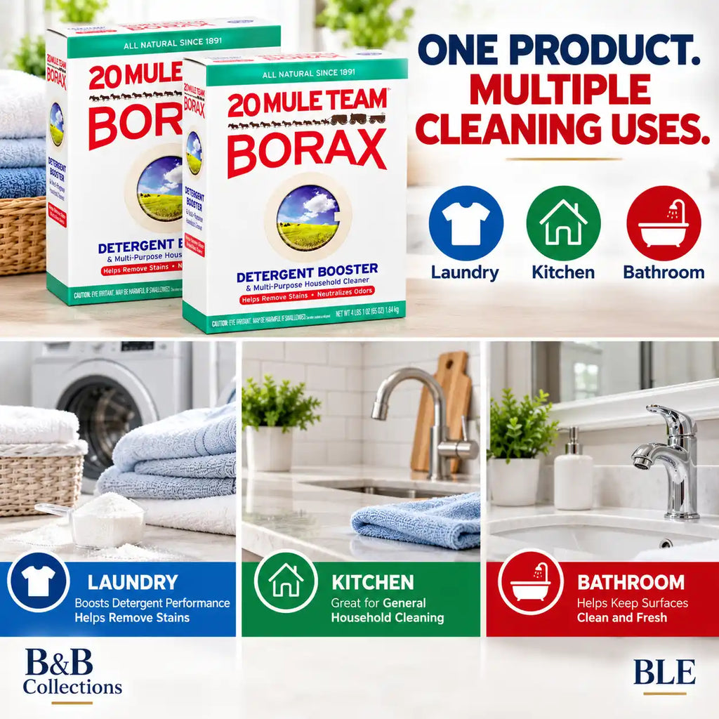 20 Mule Team Borax All Natural Laundry Detergent Booster & Multi-Purpose Household Cleaner, Helps Remove Stains & Neutralize Odors, 65 oz (Pack of 2)