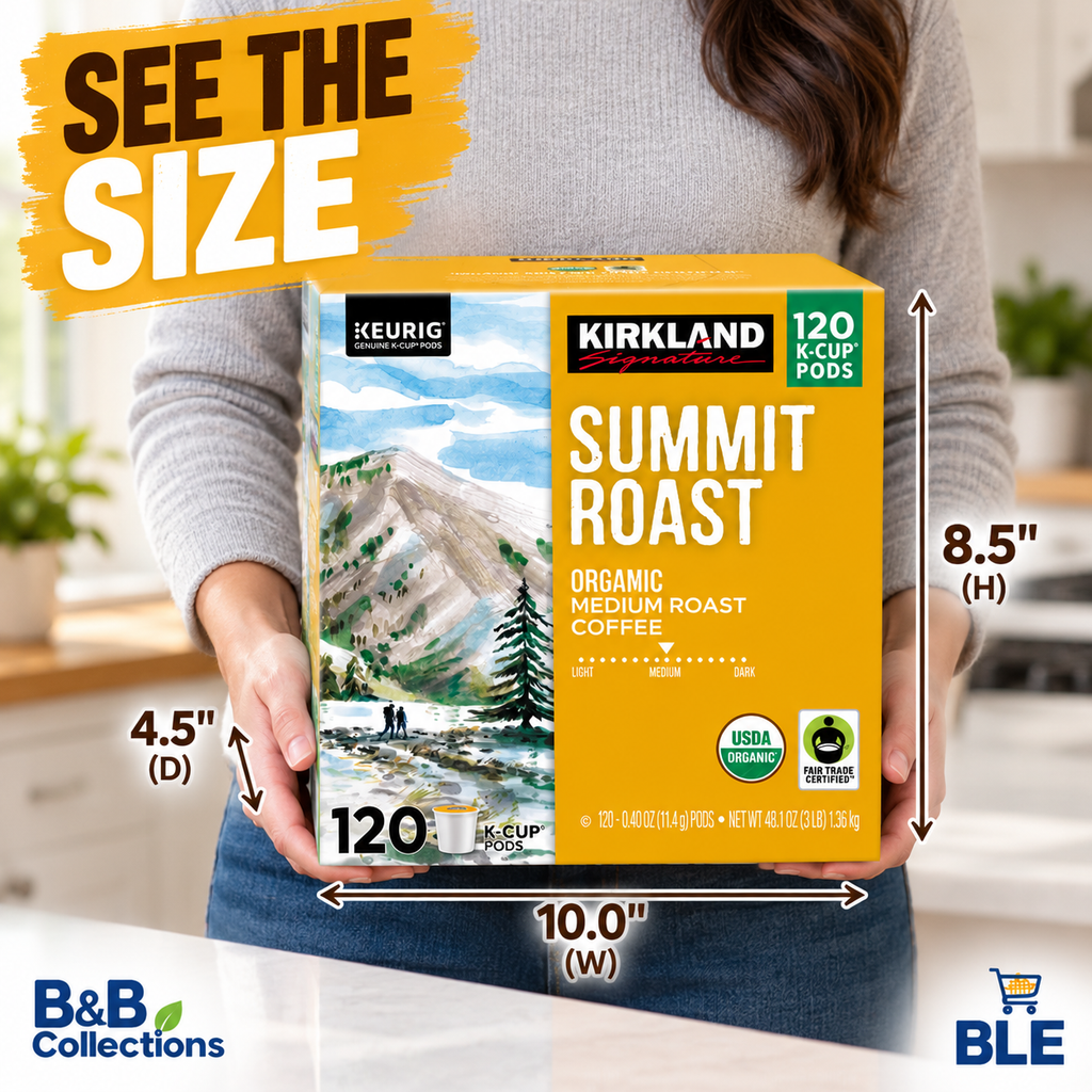 Kirkland Signature Summit Roast Organic Medium Roast Coffee, Keurig K-Cup Pods, USDA Organic, Fair Trade Certified, 120 Count