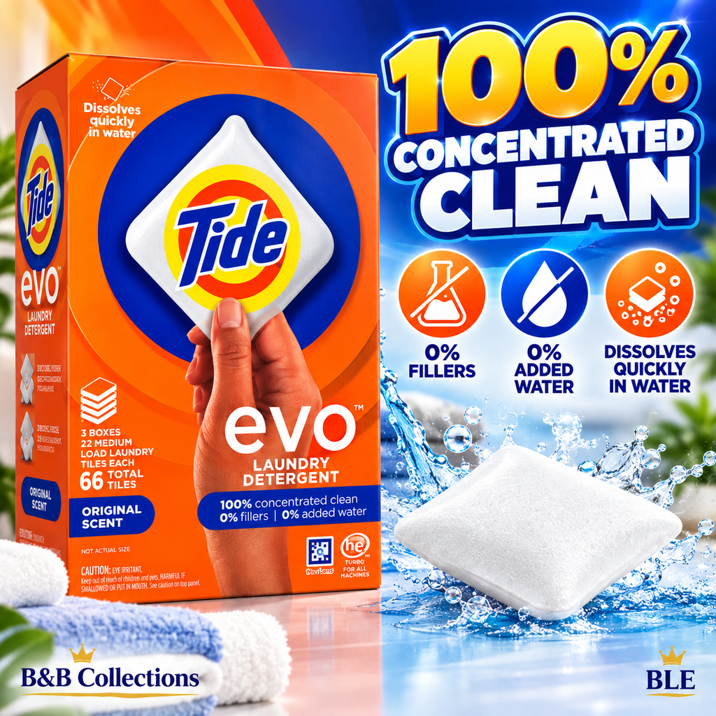 Tide evo Laundry Detergent Tiles, Original Scent, Quick Dissolve, HE Compatible, 66 Count