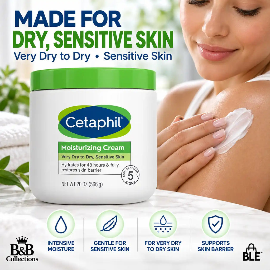 Cetaphil Moisturizing Cream for Very Dry to Dry Sensitive Skin, 48-Hour Hydration & Skin Barrier Support, 20 oz (566 g)