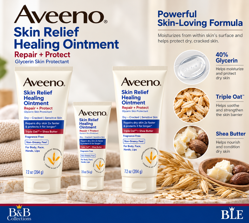 Aveeno Skin Relief Healing Ointment Repair + Protect, Fragrance-Free, Dry & Cracked Skin Treatment, 3-Pack (2 × 7.2 oz + 1 × 2 oz), 16.4 oz Total