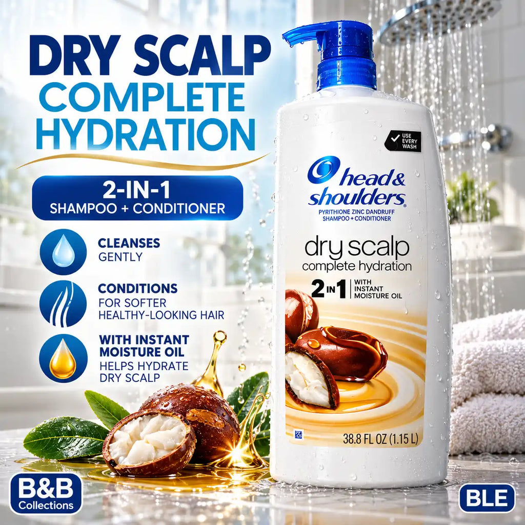Head & Shoulders Dry Scalp Complete Hydration 2-in-1 Shampoo + Conditioner with Instant Moisture Oil, 38.8 fl oz (1.15 L)