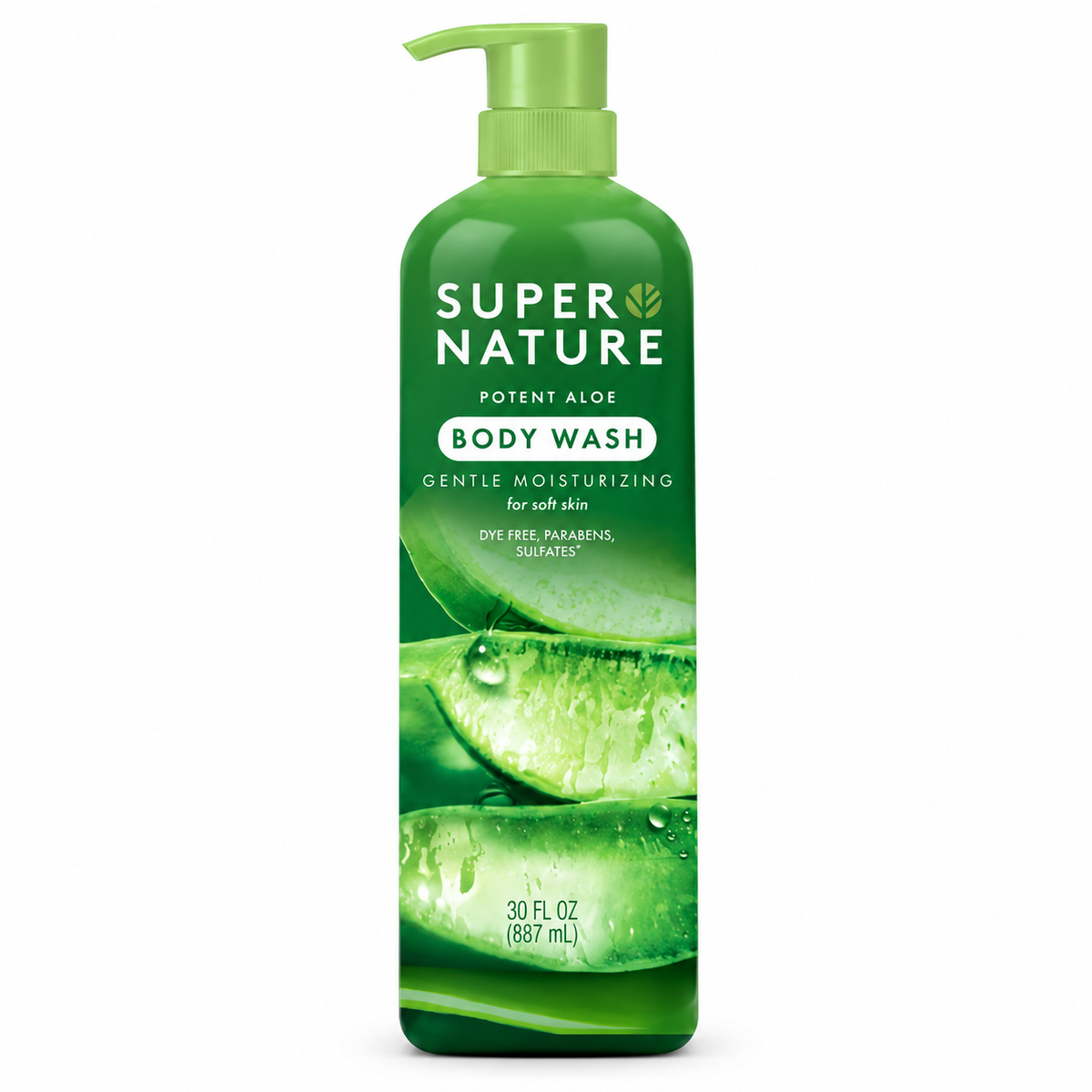 Super Nature Potent Aloe Body Wash, Gentle Moisturizing Body Cleanser, Aloe Vera, Sulfate Free, 30 fl oz