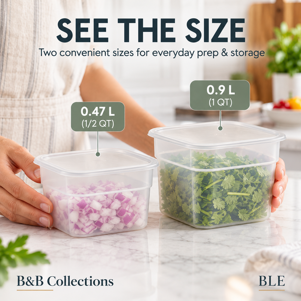 Cambro Food Storage Containers with Lids, 16-Piece Set, BPA-Free, NSF Certified, Made in USA, Clear Square Containers, 0.5 QT & 1 QT