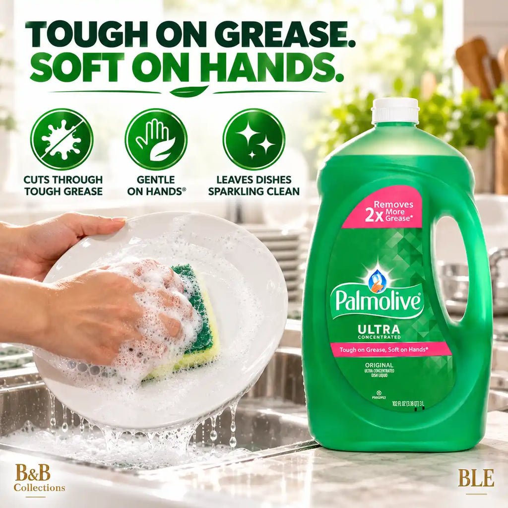 Palmolive Ultra Original Concentrated Dish Liquid, 102 fl oz (3 L), Powerful Grease-Cutting Formula, Tough on Grease, Soft on Hands, Large Economy Bottle