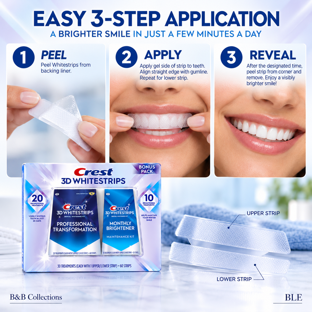 Crest 3D Whitestrips Professional Transformation Teeth Whitening Kit, 20 Treatments + 10 Monthly Brightener Treatments