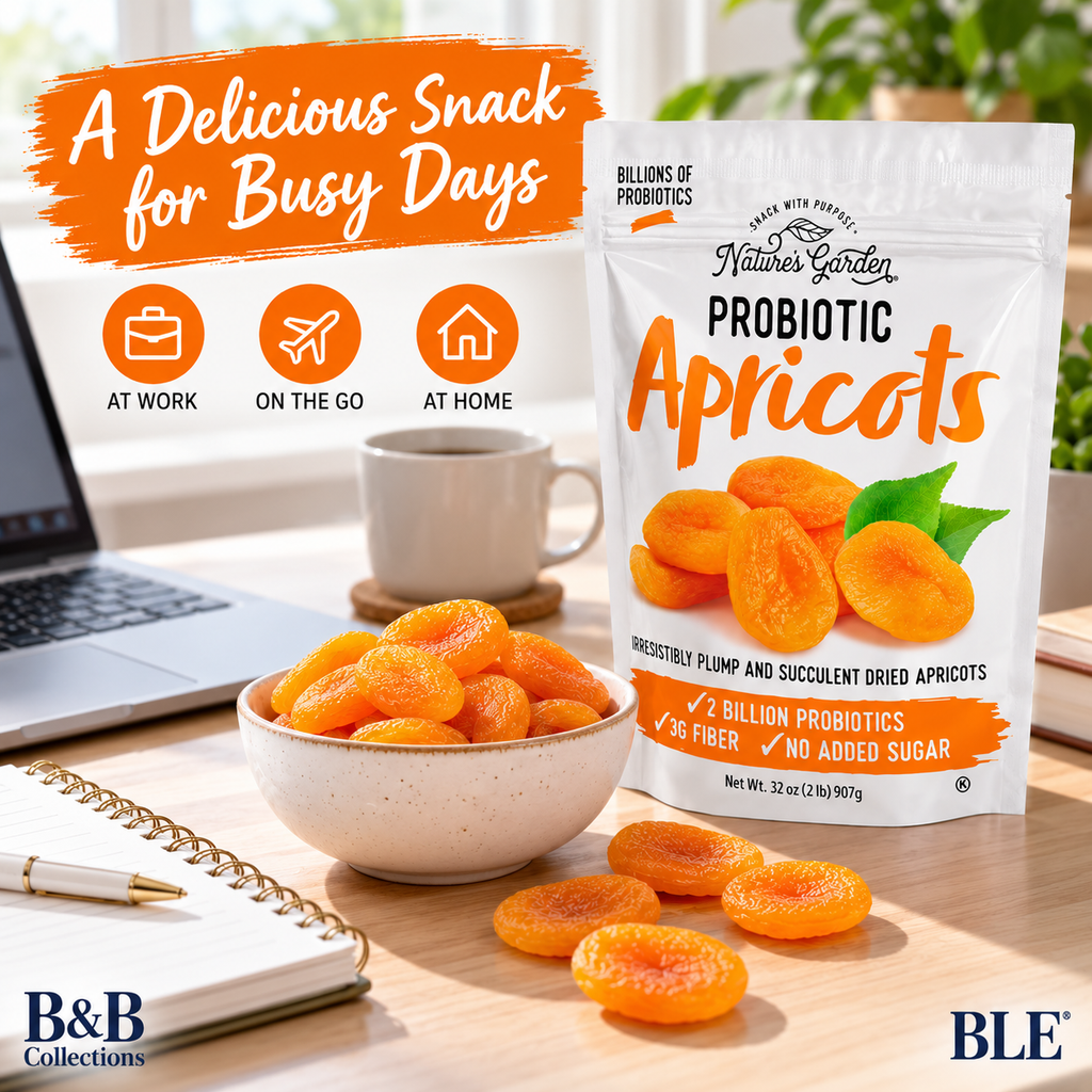 Nature's Garden Probiotic Dried Apricots, No Added Sugar, 2 Billion Probiotics, Good Source of Fiber, 32 oz (2 lb)