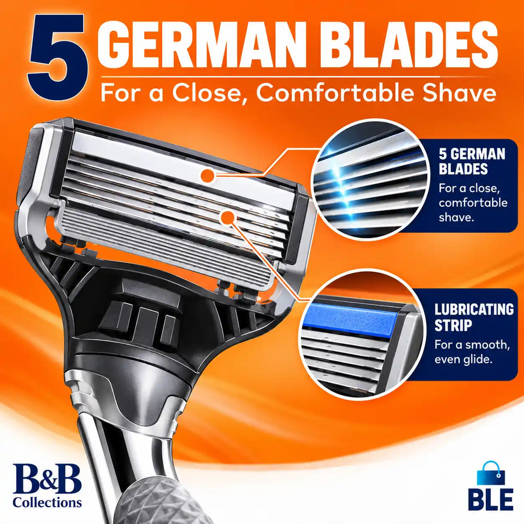 Harry’s Chrome Edition Shave Set, Chrome Metal Razor Handle + 16 Five-Blade Cartridges, 17-Piece Men’s Shaving Set