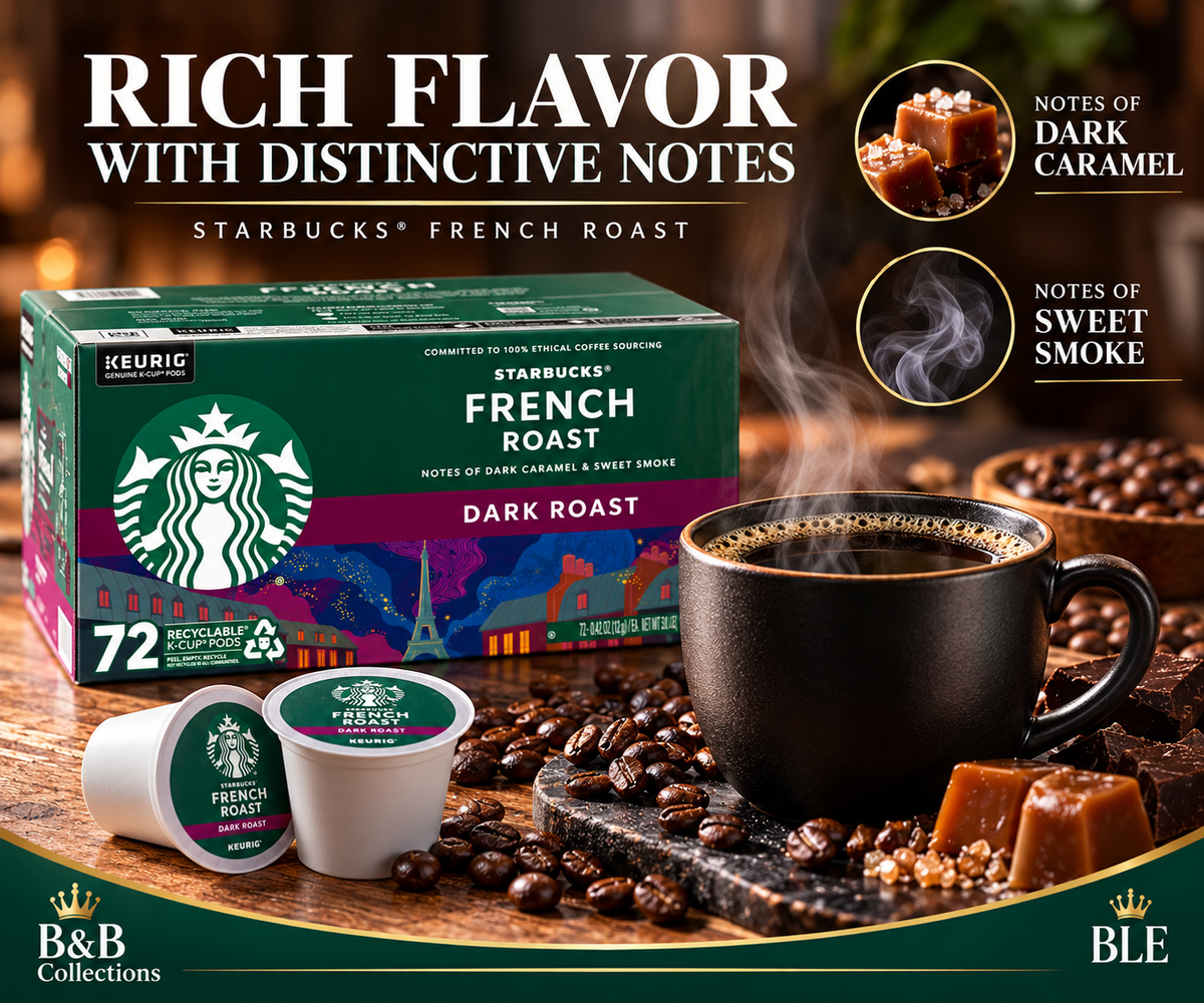 Starbucks French Roast Dark Roast Coffee K-Cup Pods, Keurig Compatible, 72 Count