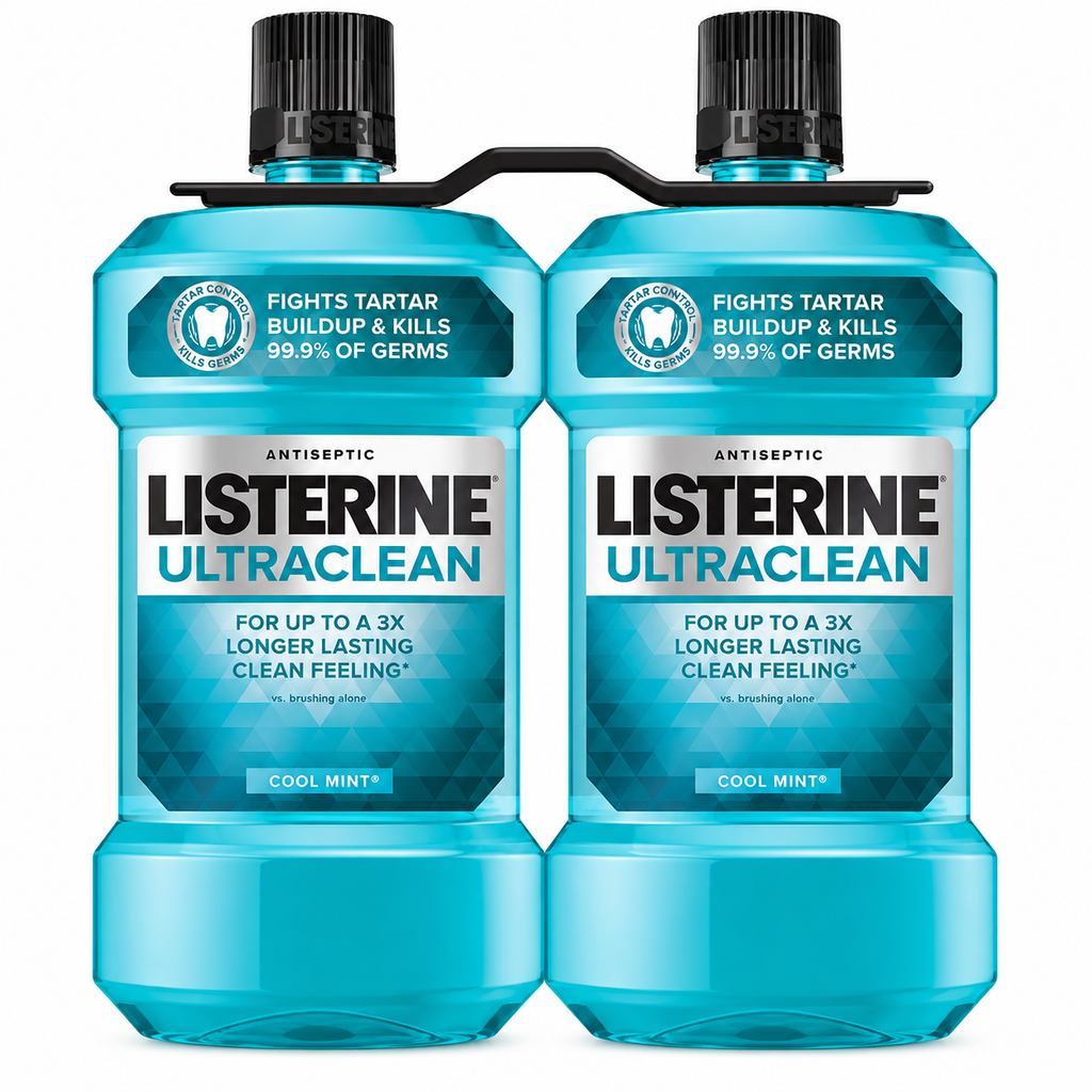 Listerine Ultraclean Antiseptic Mouthwash, Cool Mint, 1.5 L / 50.72 fl oz Each, Pack of 2