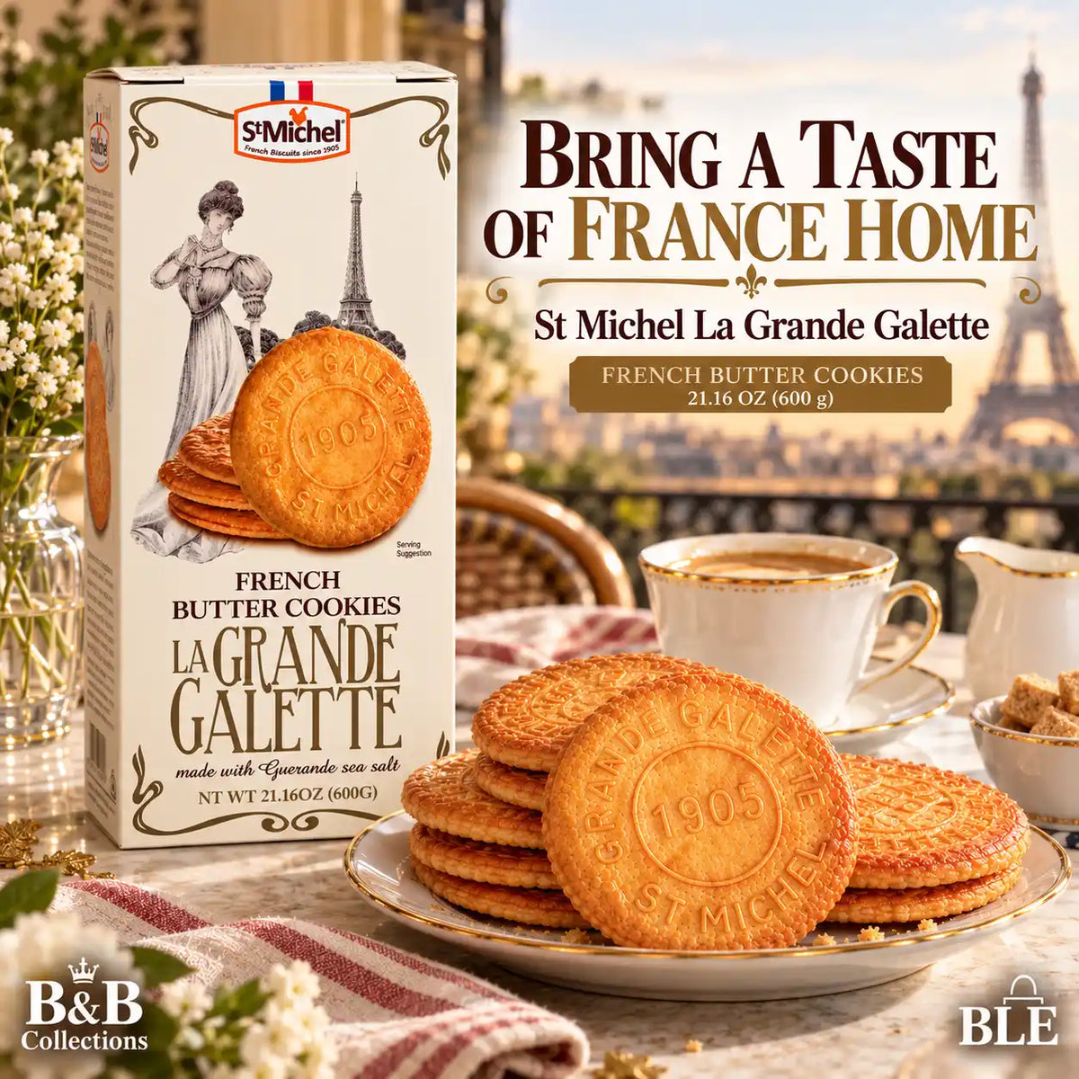 St Michel La Grande Galette French Butter Cookies with Guérande Sea Salt, 21.16 oz (600 g)