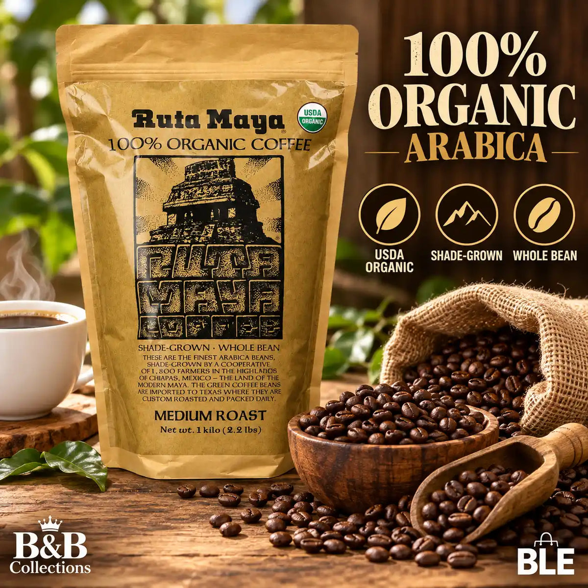 Ruta Maya Organic Coffee Medium Roast 2.2 Pounds