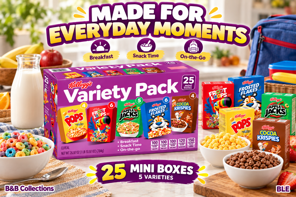 Kellogg’s Cereal Variety Pack, 25 Mini Boxes, 5 Assorted Flavors, 26.97 oz