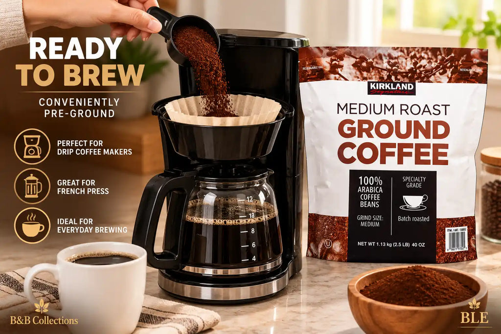 Kirkland Signature Medium Roast Ground Coffee, 100% Arabica Beans, Specialty Grade, Medium Grind, Batch Roasted, 40 oz (2.5 lb), Resealable Bag