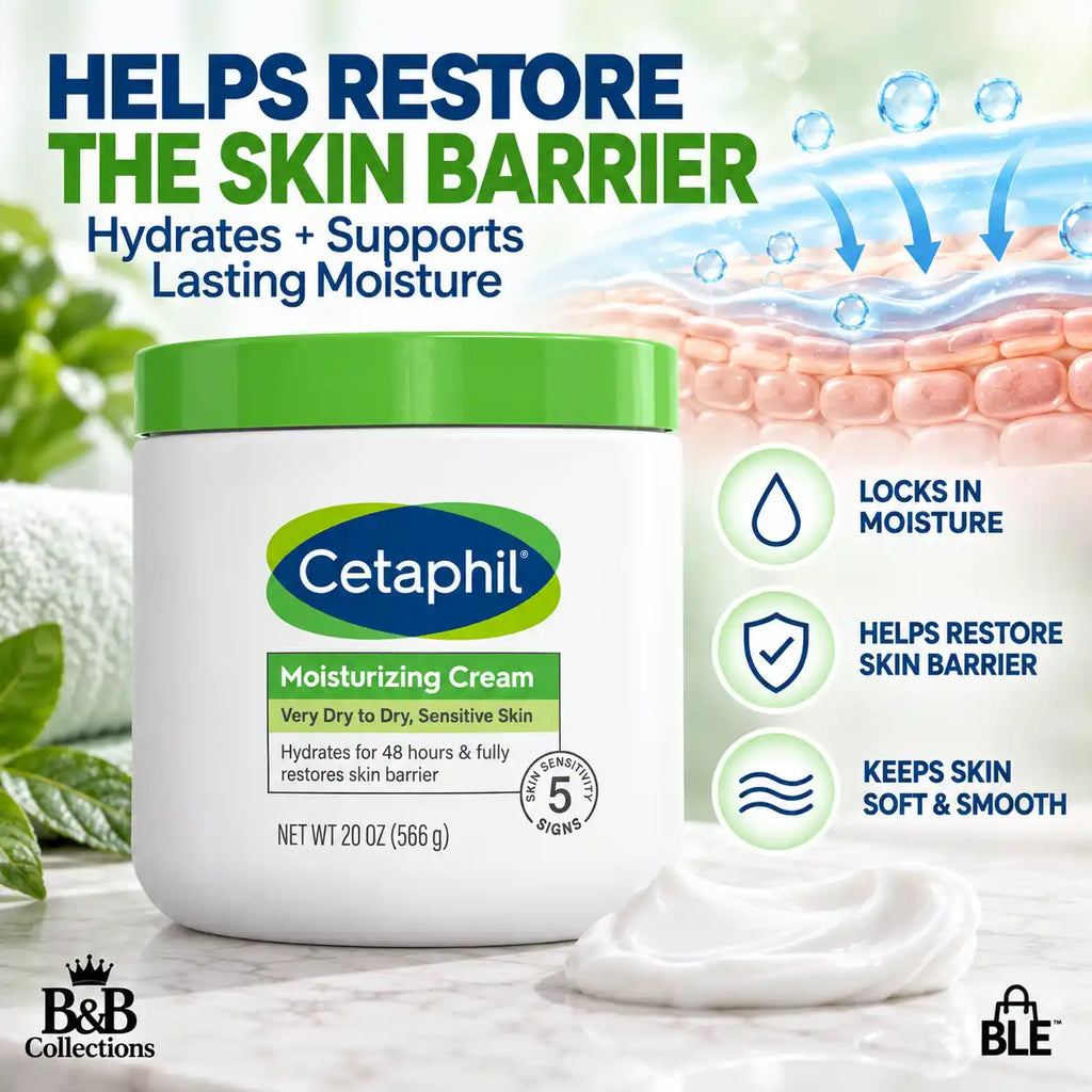 Cetaphil Moisturizing Cream for Very Dry to Dry Sensitive Skin, 48-Hour Hydration & Skin Barrier Support, 20 oz (566 g)