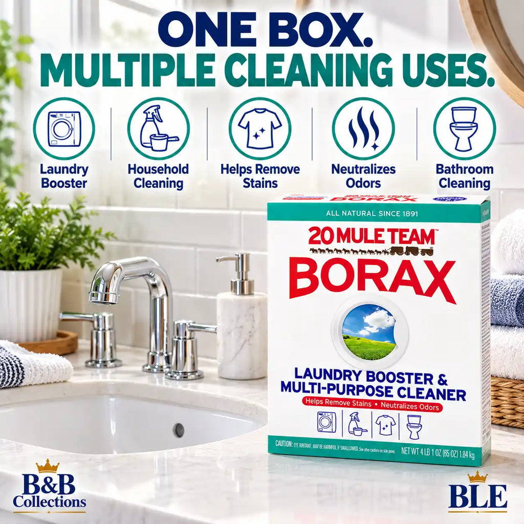 20 Mule Team Borax Laundry Booster & Multi-Purpose Household Cleaner, Helps Remove Stains & Neutralize Odors, All Natural, 4 lb (65 oz / 1.84 kg)