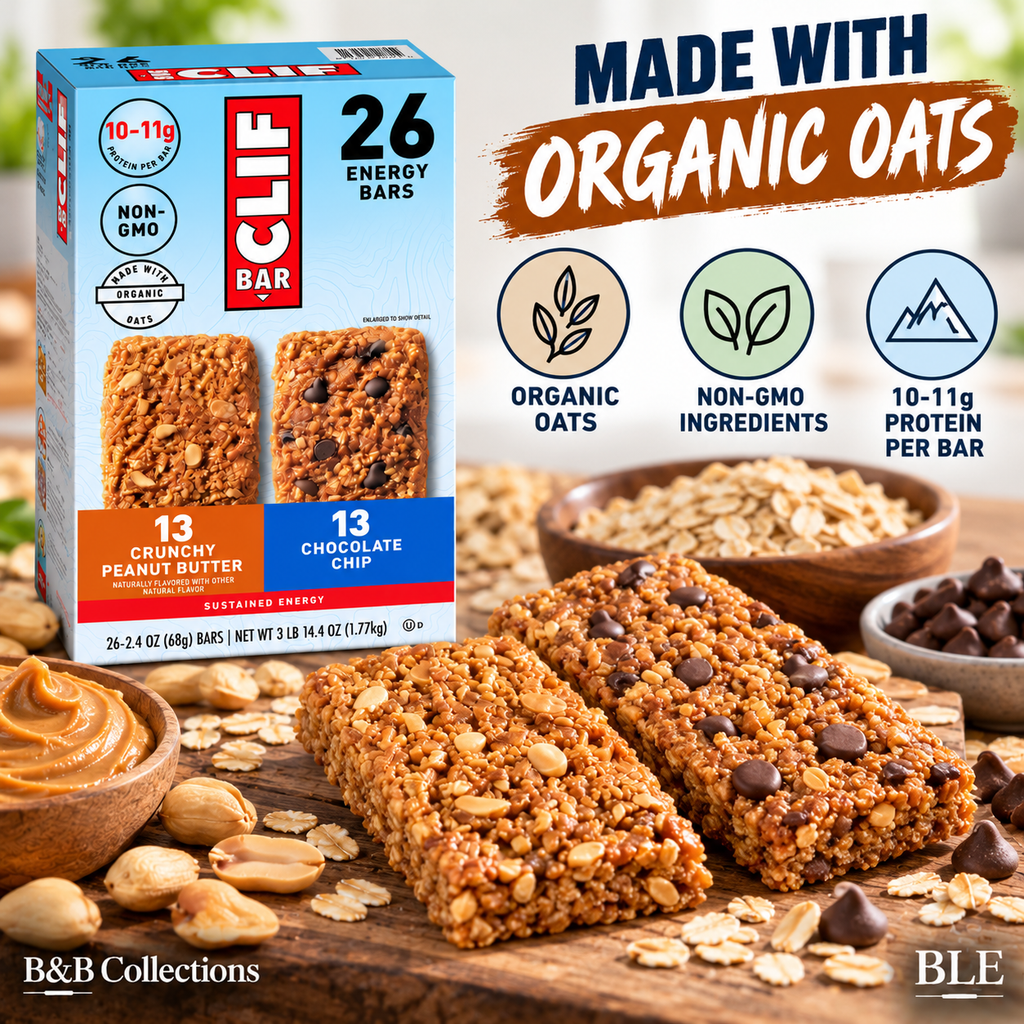 CLIF BAR Energy Bar Variety Pack, Crunchy Peanut Butter & Chocolate Chip, 2.4 oz Each, 26 Count