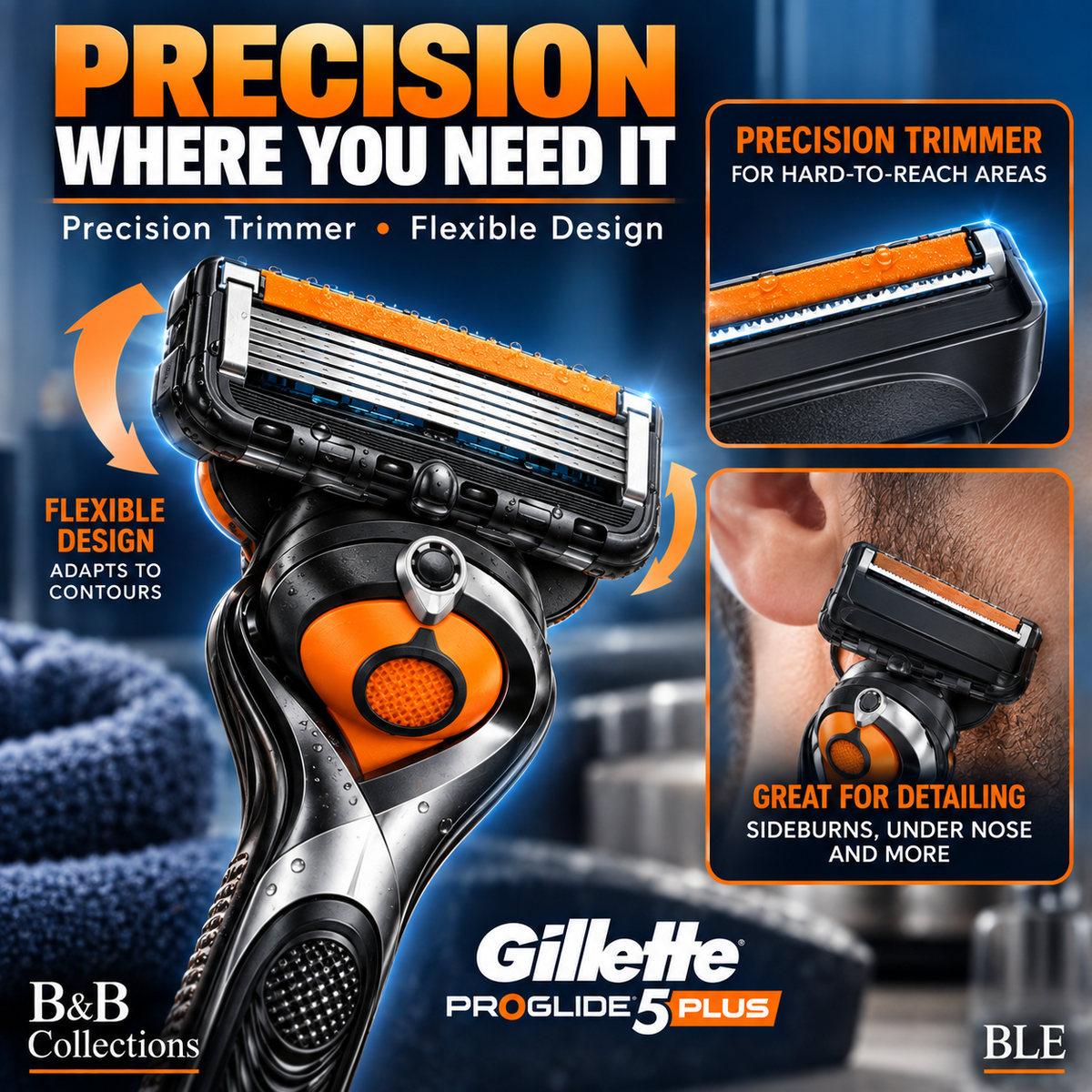 Gillette ProGlide 5 Plus Men’s Razor with 16 Cartridges, 5-Blade Shaving System, Comfort Boost Technology & Precision Trimmer