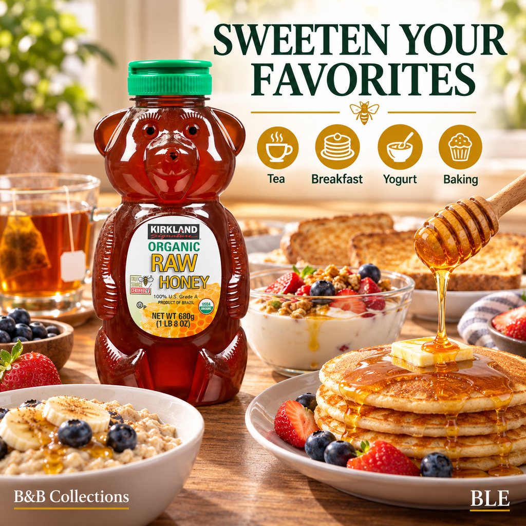 Kirkland Signature Organic Raw Honey, Grade A, 24 oz (680 g), Bear-Shaped Squeeze Bottle