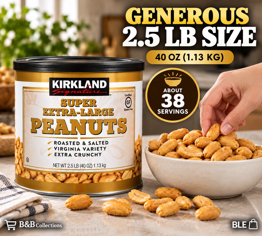 Kirkland Signature Super Extra-Large Peanuts, Roasted & Salted Virginia Variety, Extra Crunchy, 2.5 lb (40 oz)