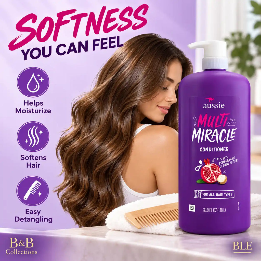 Aussie Multi Miracle Conditioner with Pomegranate & Shea Butter, for All Hair Types, 39.9 fl oz (1.18 L), Pump Bottle