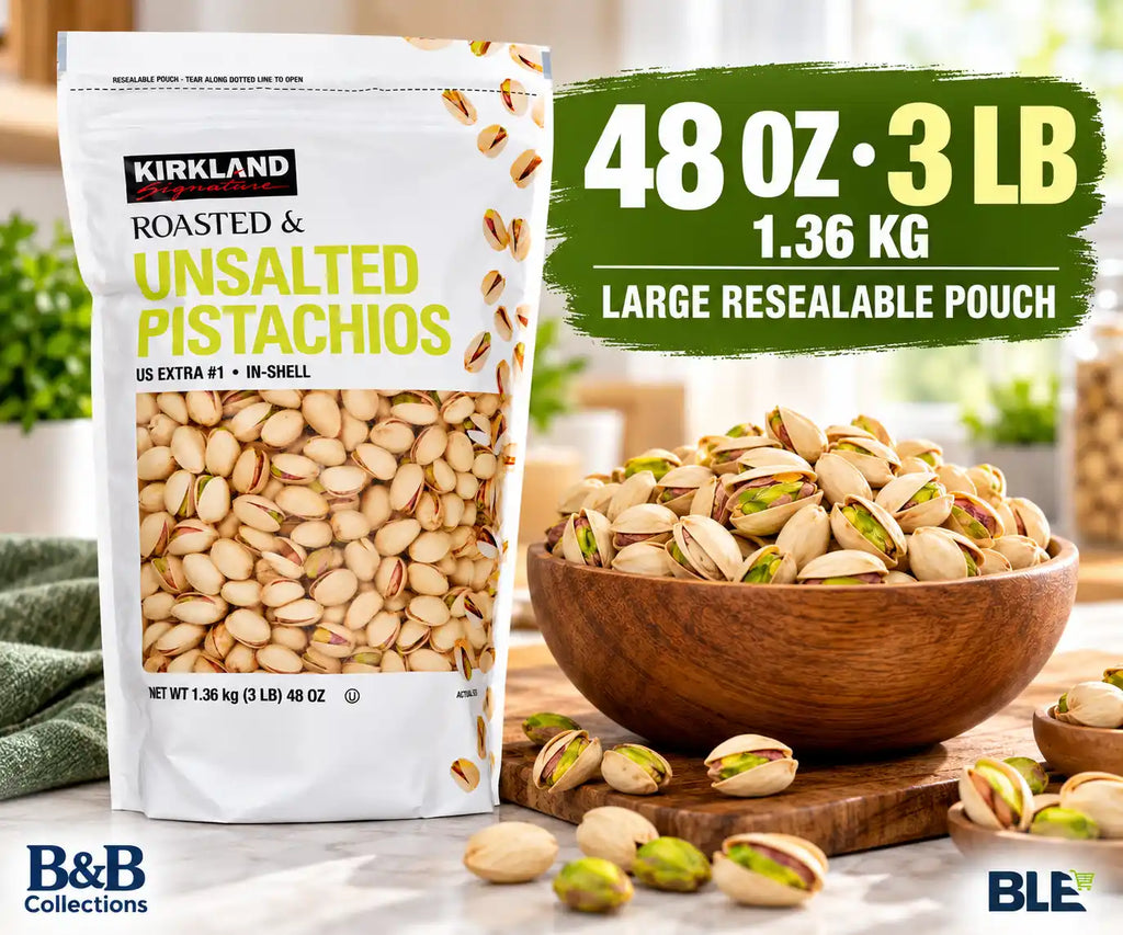 Kirkland Signature Roasted & Unsalted Pistachios, US Extra #1 In-Shell, Resealable Pouch, 48 oz (3 lb / 1.36 kg)