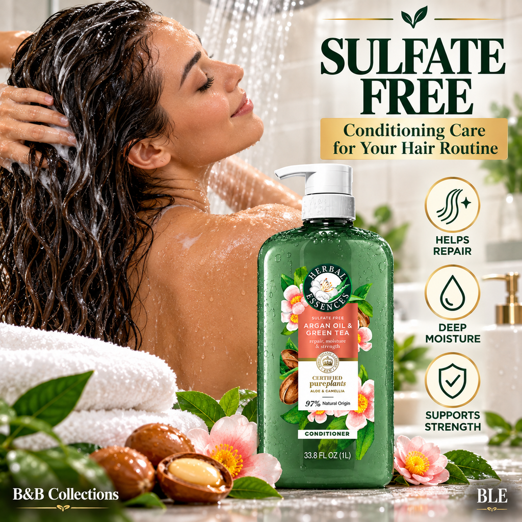 Herbal Essences Argan Oil & Green Tea Conditioner, Sulfate Free, Repair, Moisture & Strength, 97% Natural Origin, 33.8 fl oz (1 L)