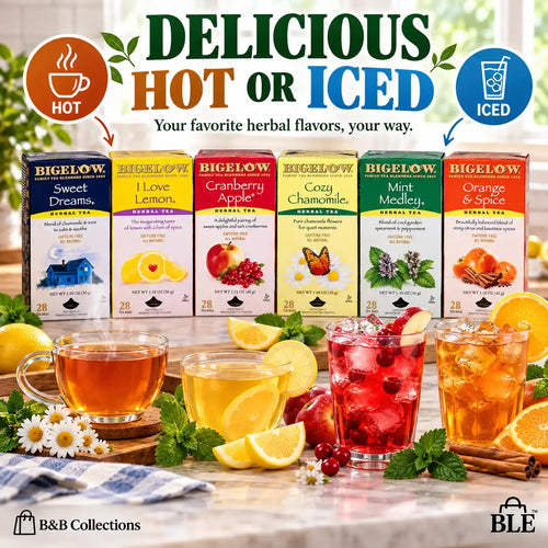Bigelow Herbal Tea Variety Pack, 6 Assorted Flavors, Sweet Dreams, I Love Lemon, Cranberry Apple, Cozy Chamomile, Mint Medley & Orange & Spice, Caffeine-Free Herbal Tea