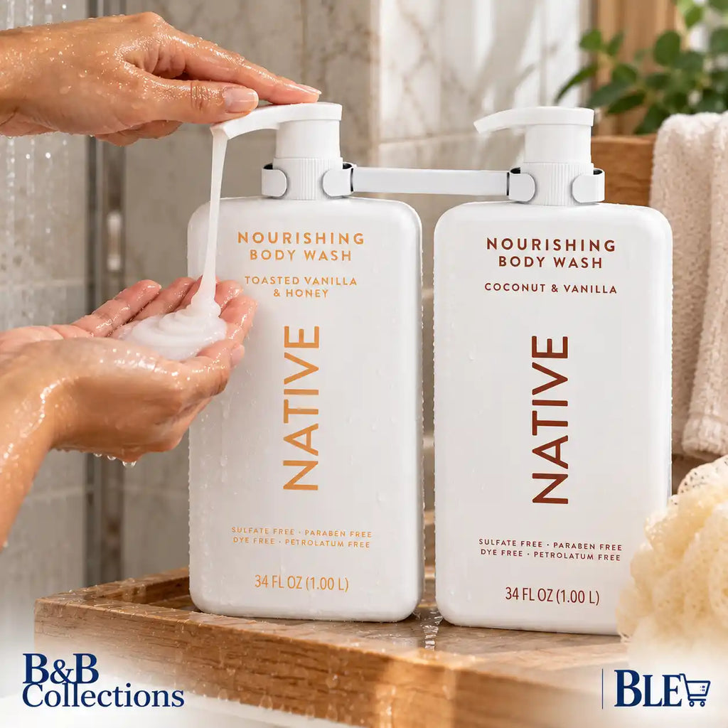 Native Nourishing Body Wash Variety 2-Pack, Toasted Vanilla & Honey + Coconut & Vanilla, Sulfate-Free, Paraben-Free, 34 fl oz Each, 68 fl oz Total