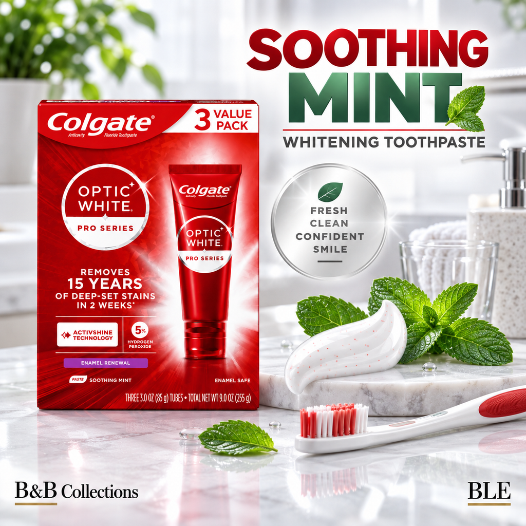 Colgate Optic White Pro Series Whitening Toothpaste, Enamel Renewal, Soothing Mint, 5% Hydrogen Peroxide, 3 oz, 3 Pack