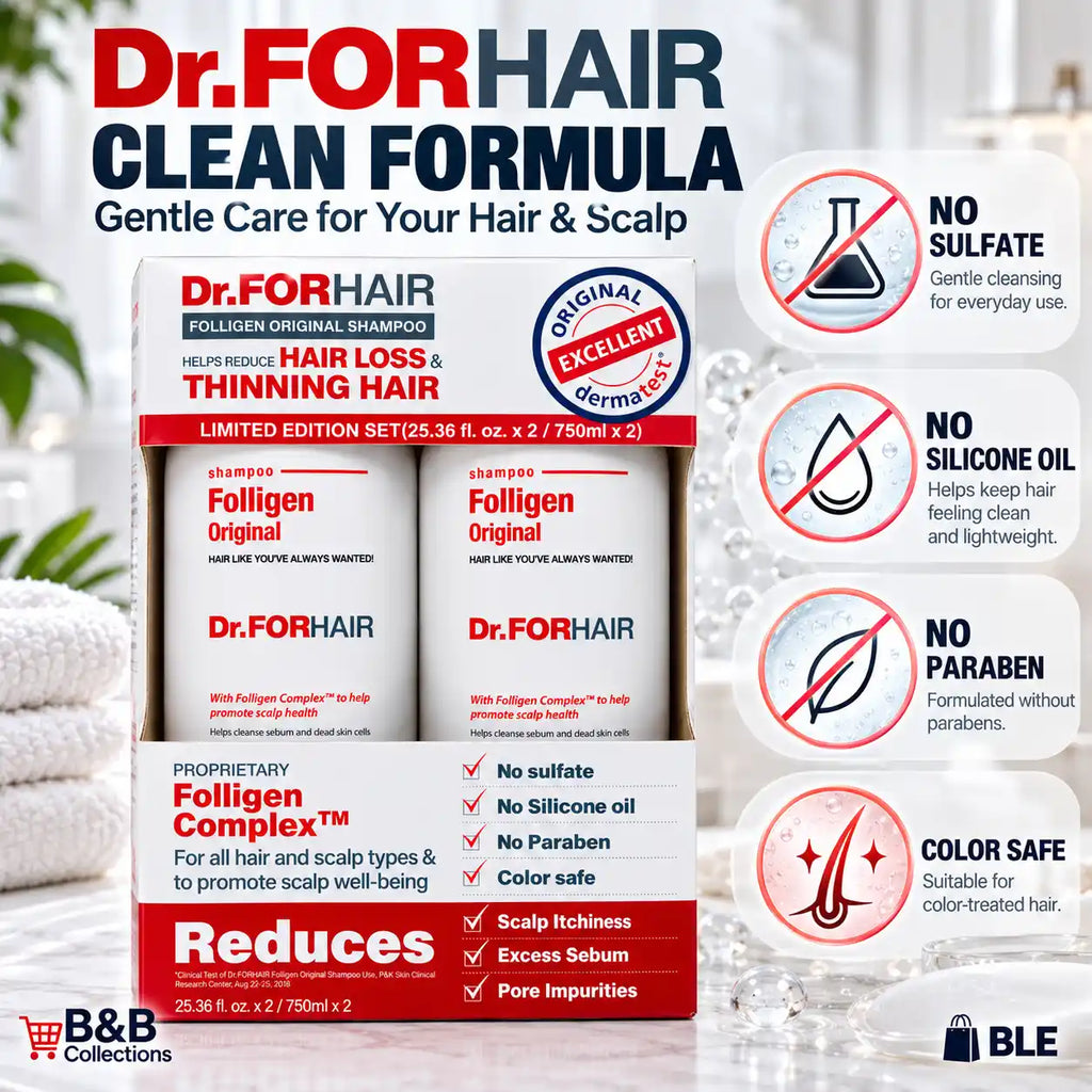 Dr.FORHAIR Folligen Original Shampoo Limited Edition Set, Scalp Care Shampoo, Sulfate, Silicone Oil & Paraben Free, Color Safe, 25.36 fl oz Each, 2 Pack, 50.72 fl oz Total