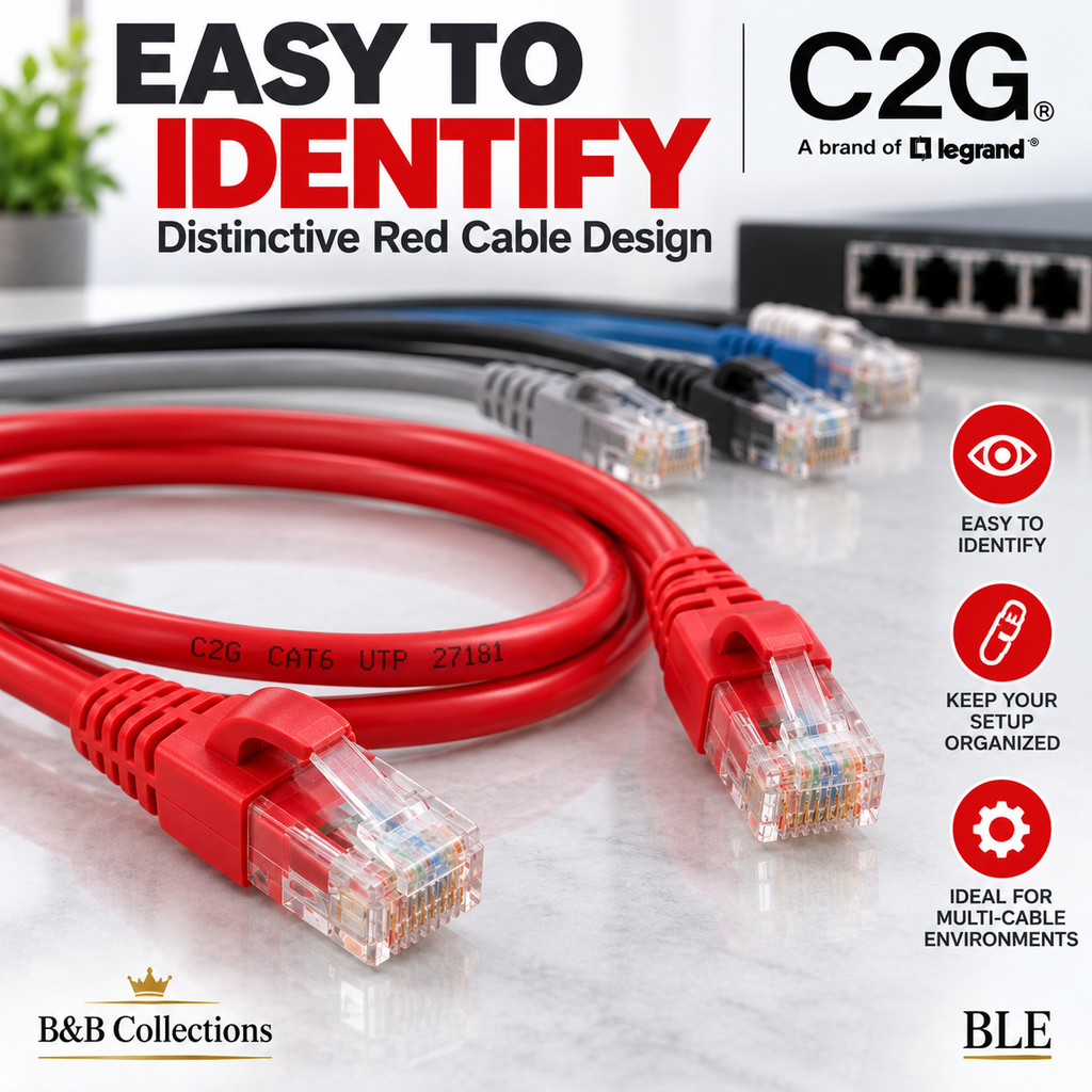 C2G 3ft Cat6 Snagless Unshielded (UTP) Ethernet Network Patch Cable, Red