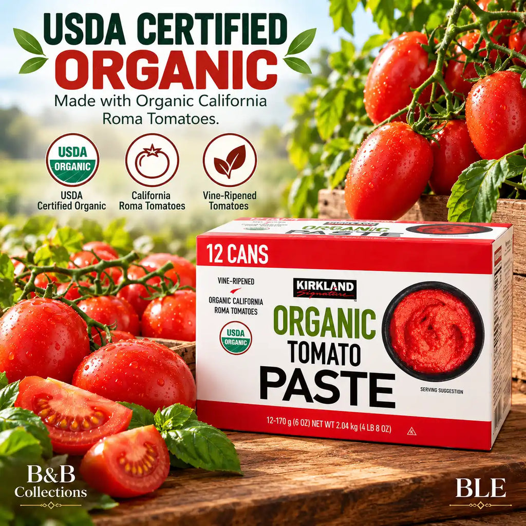 Kirkland Signature Organic Tomato Paste, USDA Organic, Vine-Ripened California Roma Tomatoes, 6 oz Cans, 12-Pack (72 oz Total)