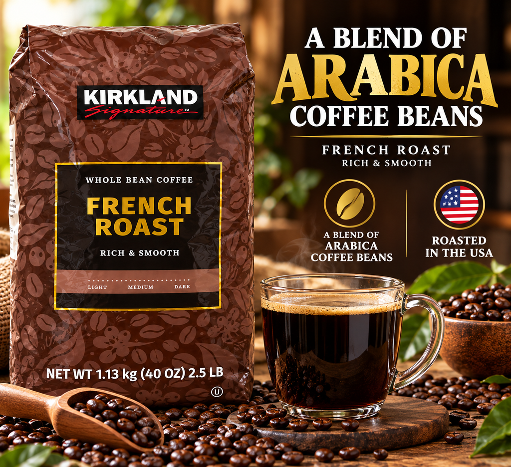 Kirkland Signature French Roast Whole Bean Coffee, Rich & Smooth Dark Roast Arabica Blend, 40 oz (2.5 lb / 1.13 kg)