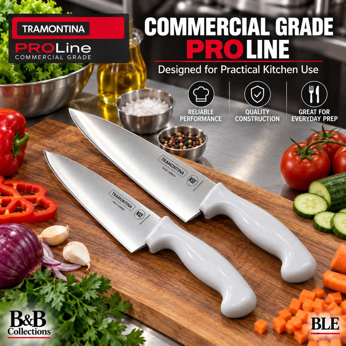 Tramontina PRO Line Commercial Grade Cook’s Knife Set, 8" & 10", High-Carbon Stainless Steel, 2-Piece