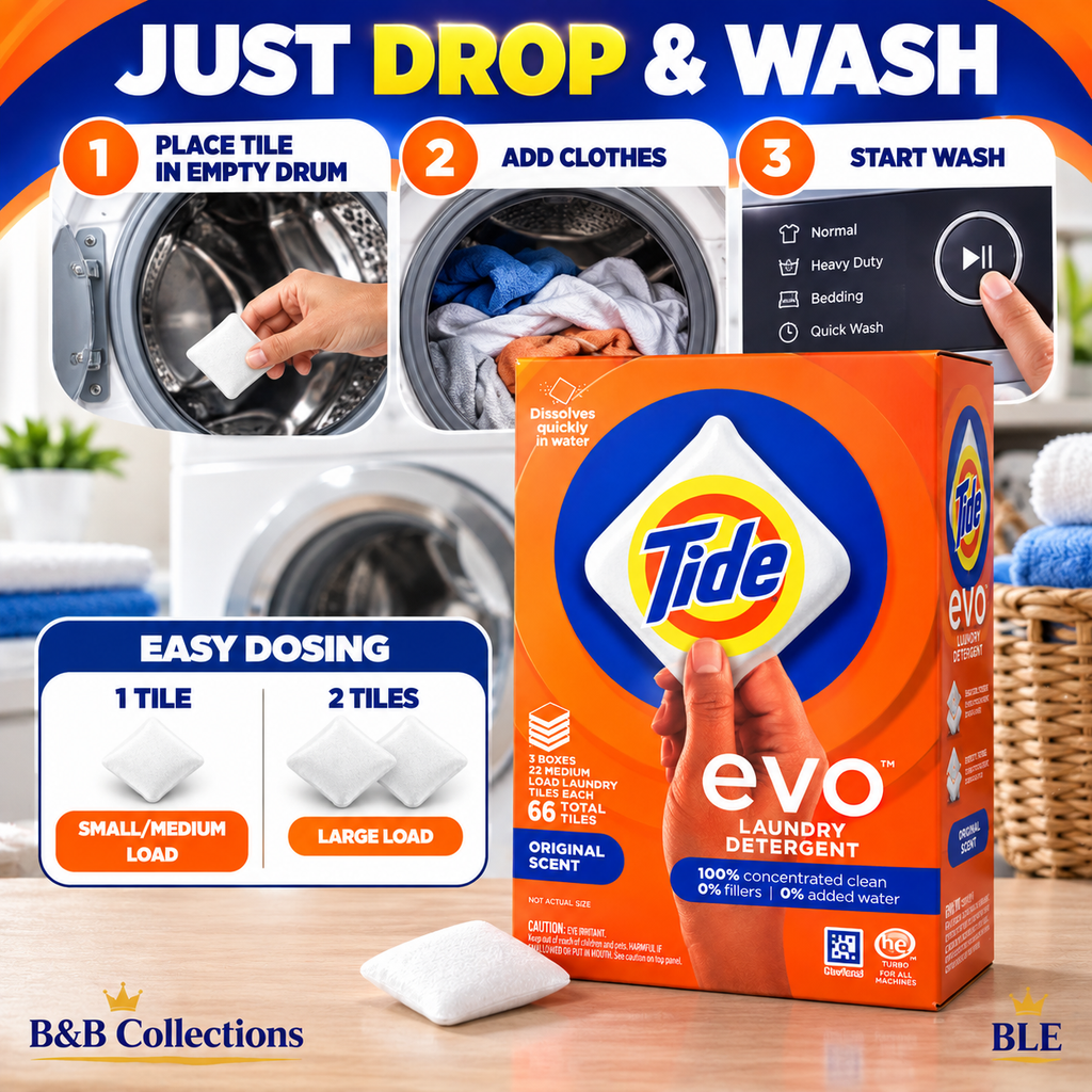 Tide evo Laundry Detergent Tiles, Original Scent, Quick Dissolve, HE Compatible, 66 Count
