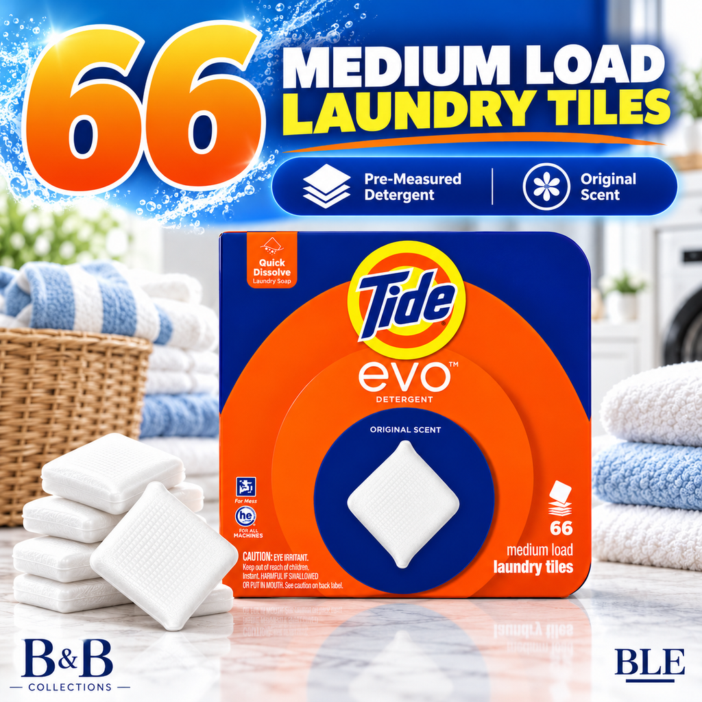 Tide evo Laundry Detergent Tiles, Original Scent, Quick Dissolve, HE Compatible, Medium Loads, 66 Count