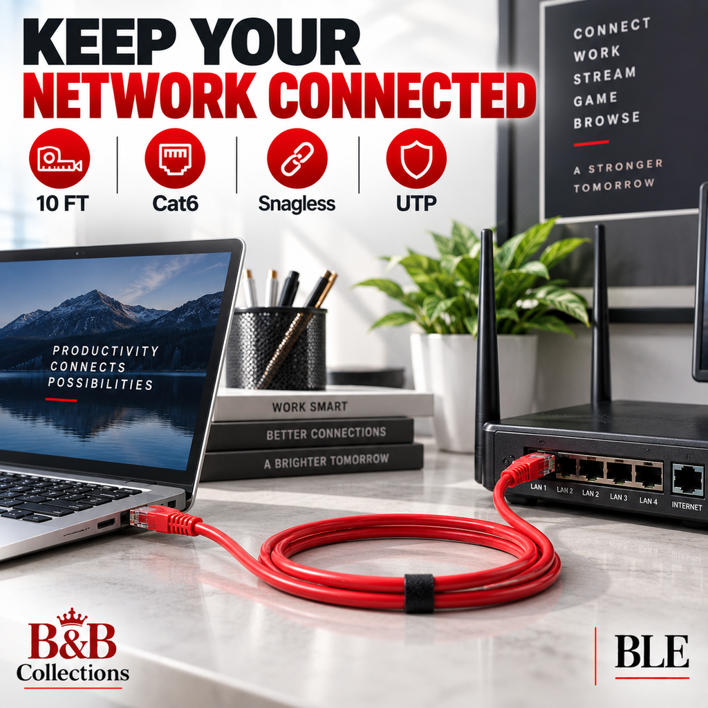Ortronics C2G 10 ft Cat6 Snagless Unshielded (UTP) Ethernet Network Patch Cable, Red