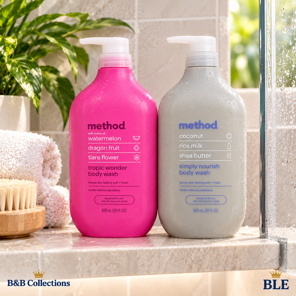 Method Body Wash 2-Pack, Tropic Wonder & Simply Nourish, 28 fl oz Each, Paraben-Free Body Wash with Watermelon, Coconut Milk & Shea Butter, 56 fl oz Total